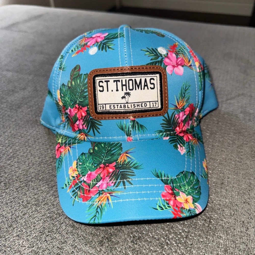 St. Thomas USVI Caribbean Floral Blue Cap